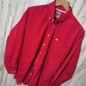 Cinch Polka Dot Retro Button Down Long Sleeve Shirt Mens Medium